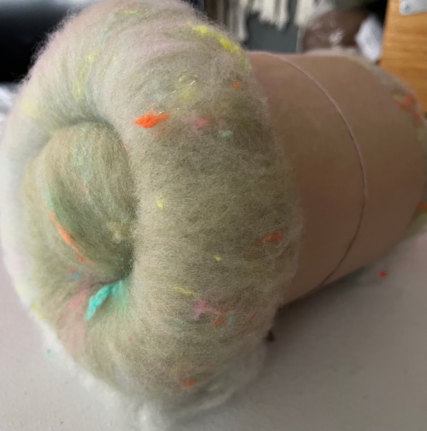 Green-Grey Ombre Batt - Hand processed Rambouillet