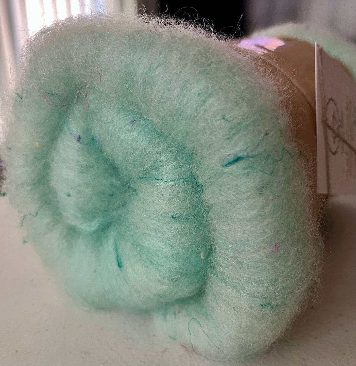 Turquoise Blue Batt - Hand processed Rambouillet/Mohair