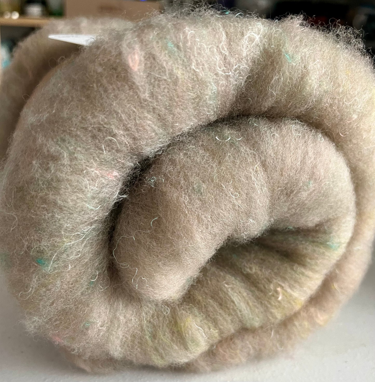 Natural Oatmeal with silk Batt - Hand processed Haunui