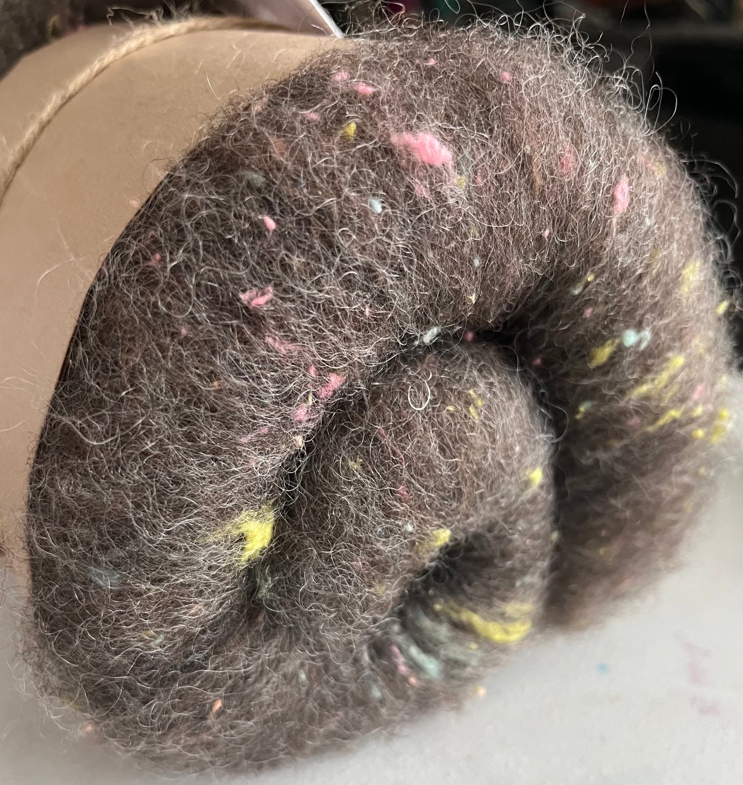 Natural Brown with Silk Batt - Hand processed Rambouillet and Cotswold