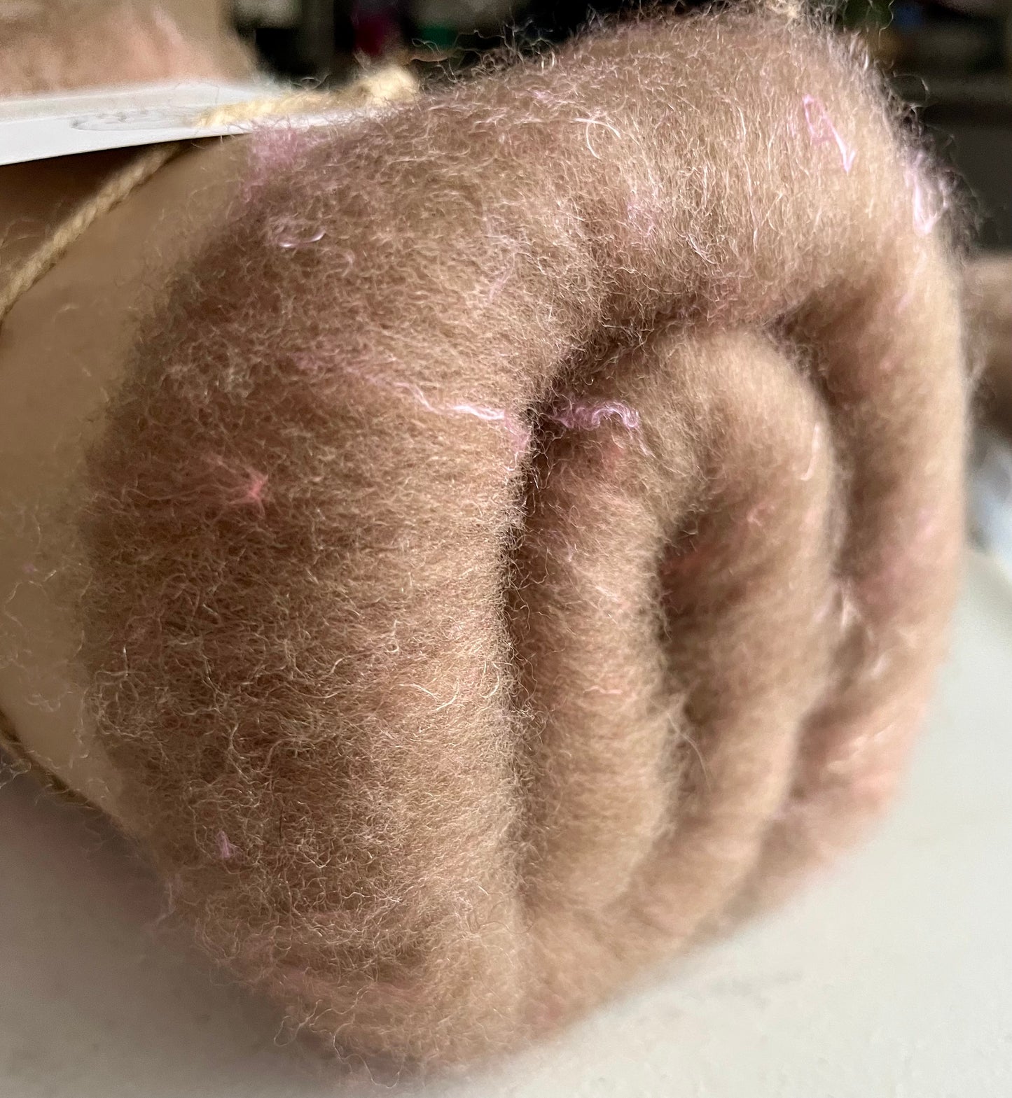 Natural Light Brown with silk Batt - Hand processed Haunui