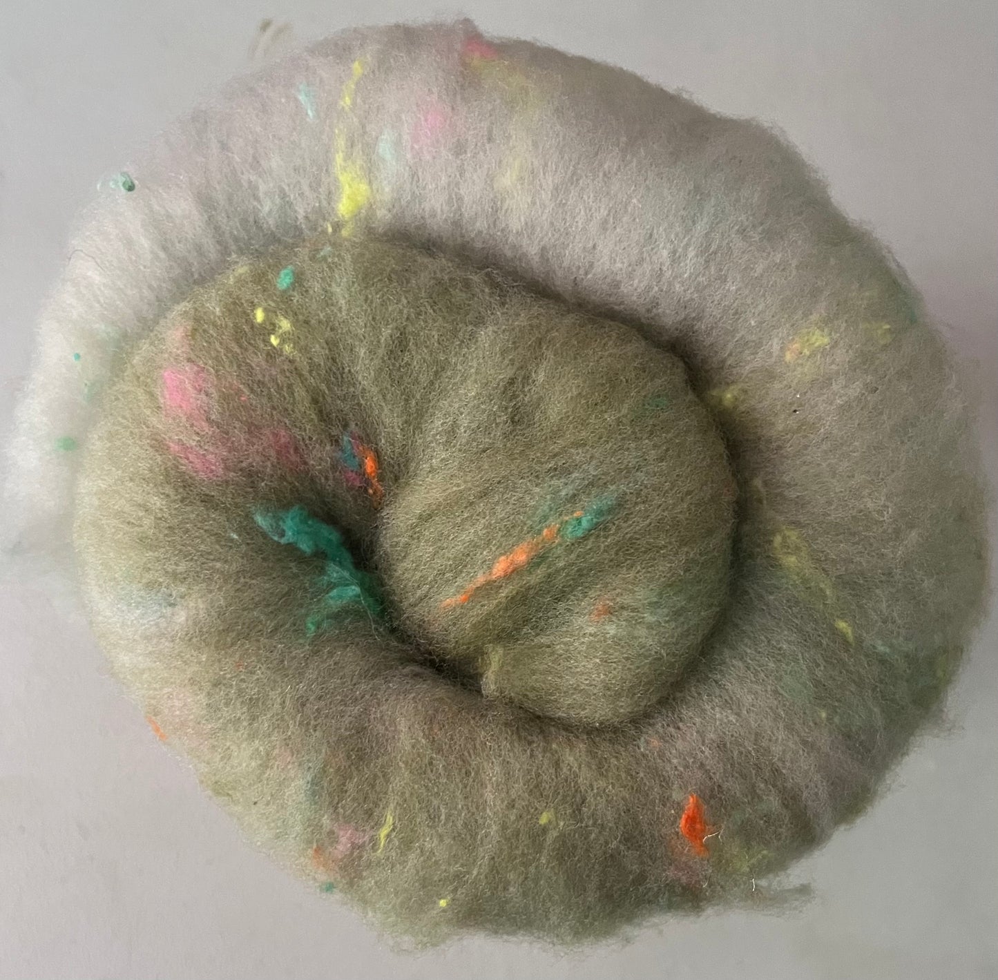 Green-Grey Ombre Batt - Hand processed  Rambouillet
