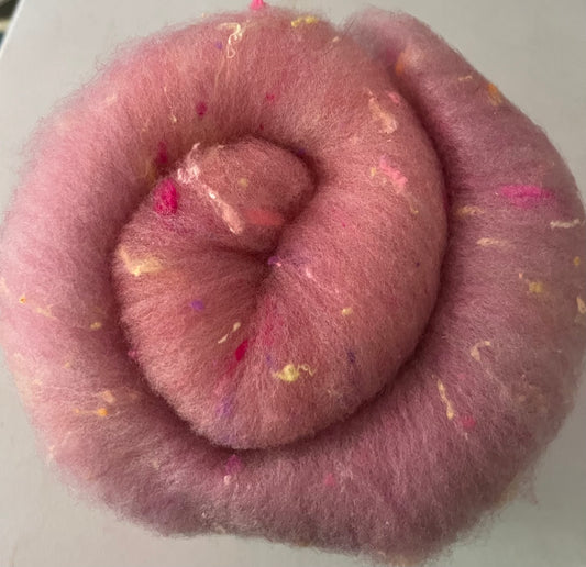 Pink-Purple Ombre Batt - Hand processed  Rambouillet