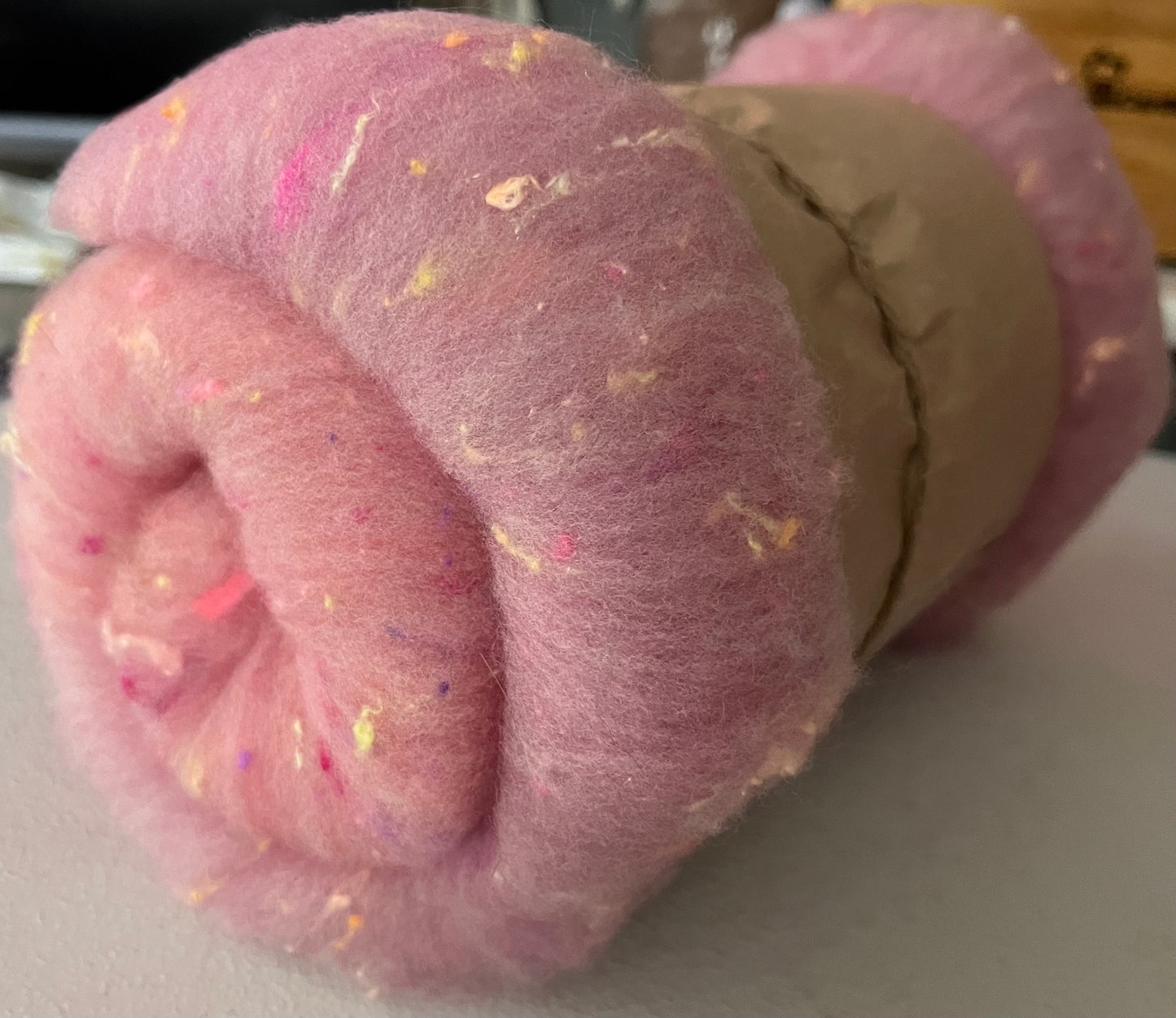 Pink-Purple Ombre Batt - Hand processed  Rambouillet