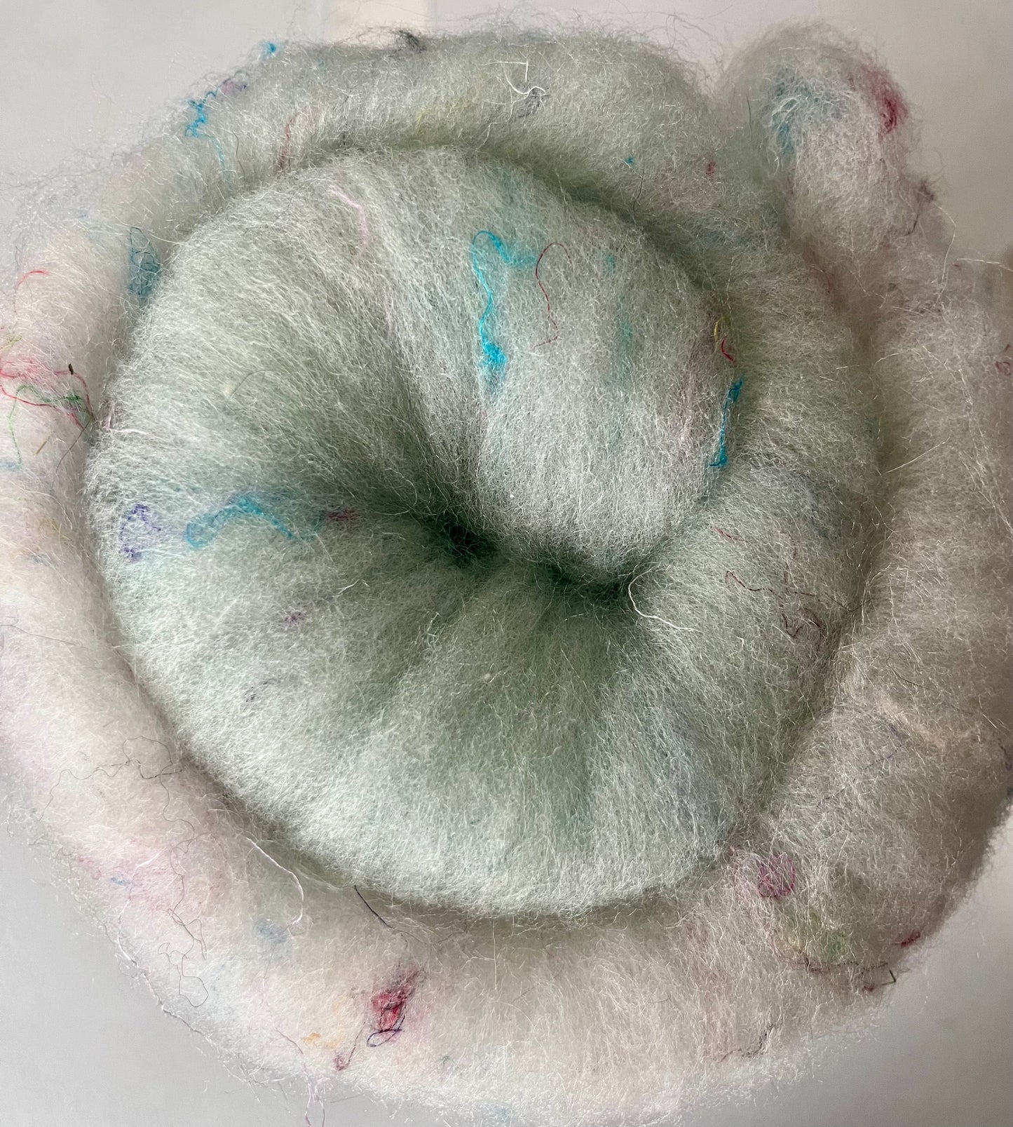 Light Turquoise - White Ombre Batt - Hand processed Romney