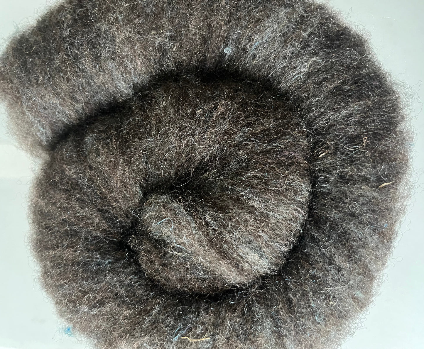 Natural Brown with Silk Threads Batt - Hand processed Rambouillet