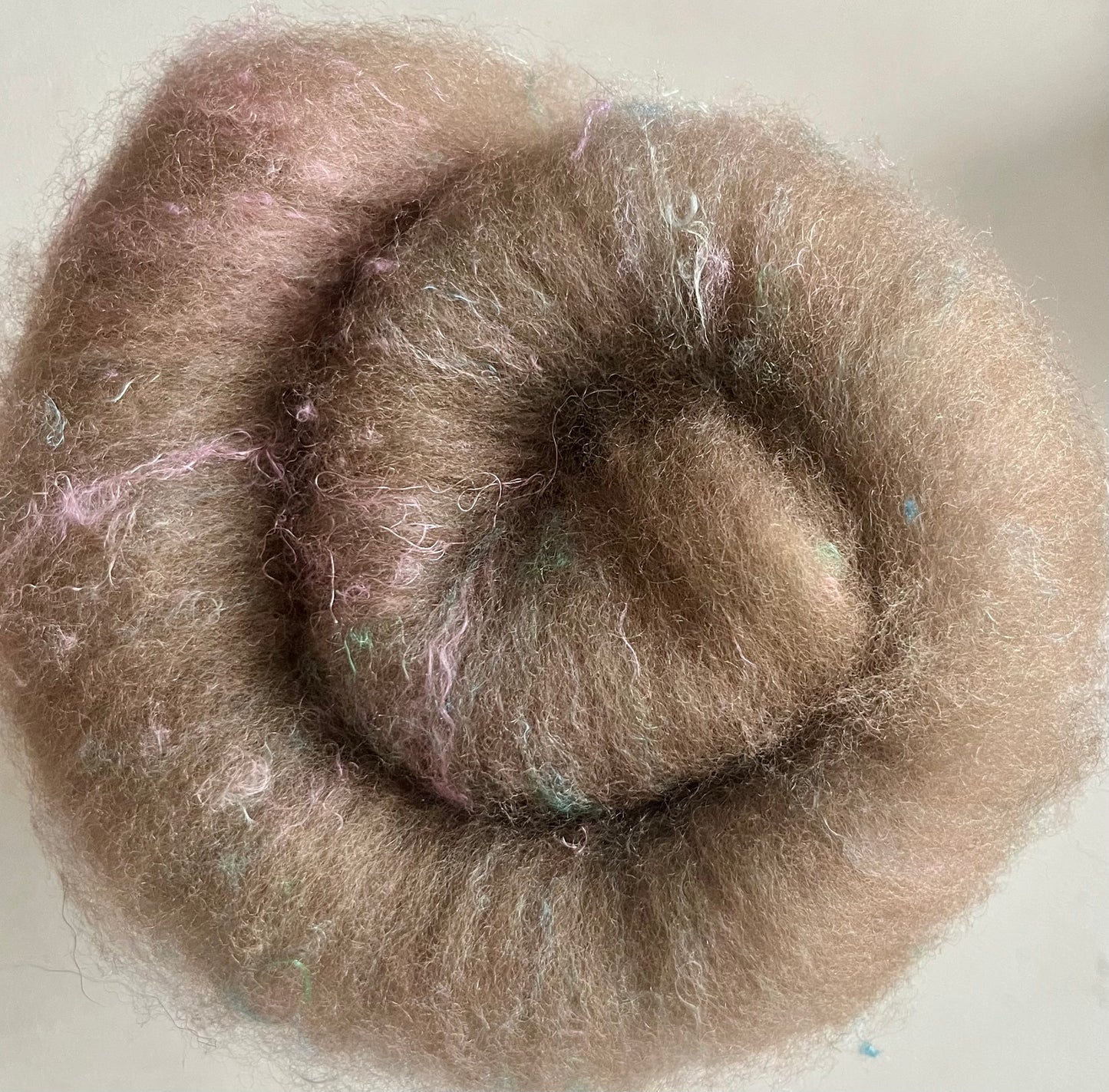 Natural Light Brown with silk  Batt - Hand processed Haunui