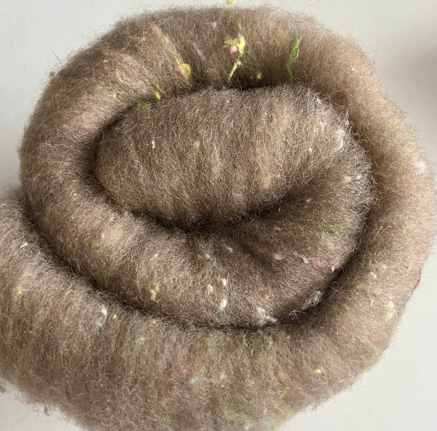 Natural Oatmeal with silk neps  Batt - Hand processed Haunui