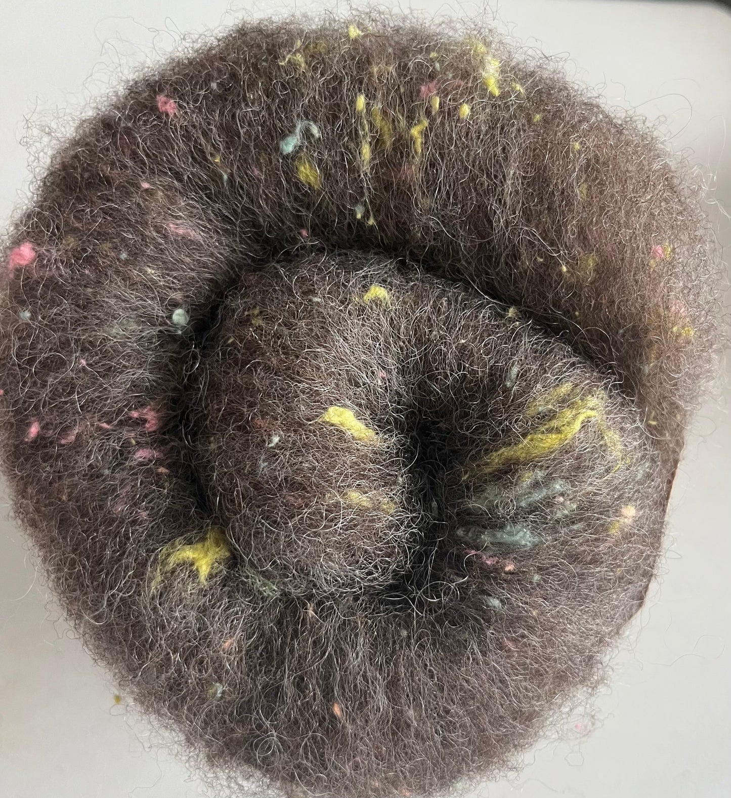 Natural Brown with Silk  Batt - Hand processed Rambouillet and Cotswold