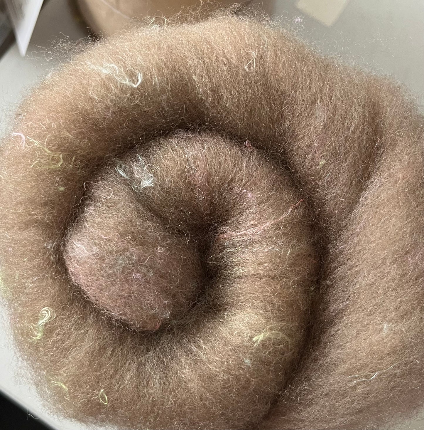 Natural Light Brown with silk  Batt - Hand processed Haunui